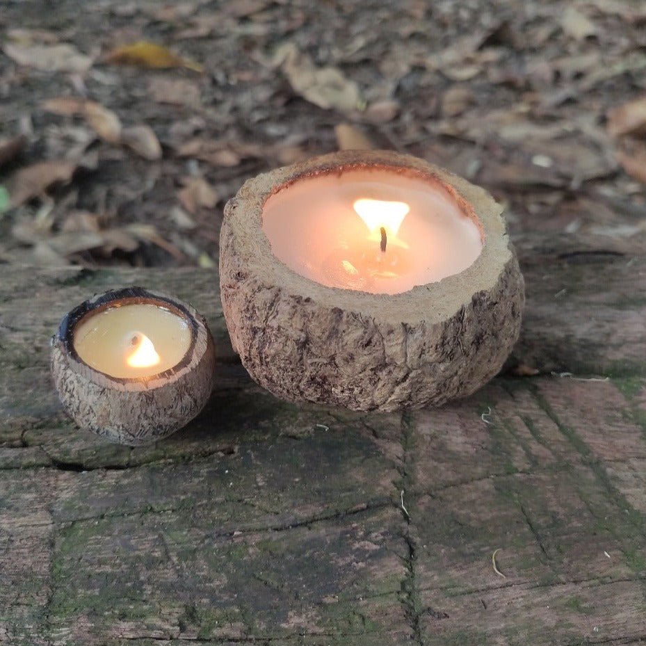 CASAREVIVA - Trio de mini Velas Proteção da Floresta no tucumã - Urucuna - Velas